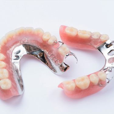 Partial dentures lying on a table