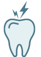 Animated tooth with pain lines icon