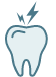 Animated tooth with pain lines icon